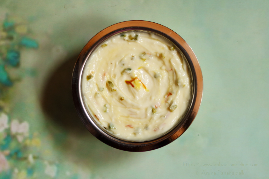 Creamy Kesar Pista Shrikhand: Sweetened Hung Curd with Saffron and Pistachios