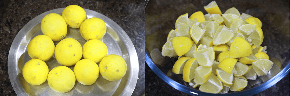 Lemons cut into quarters.