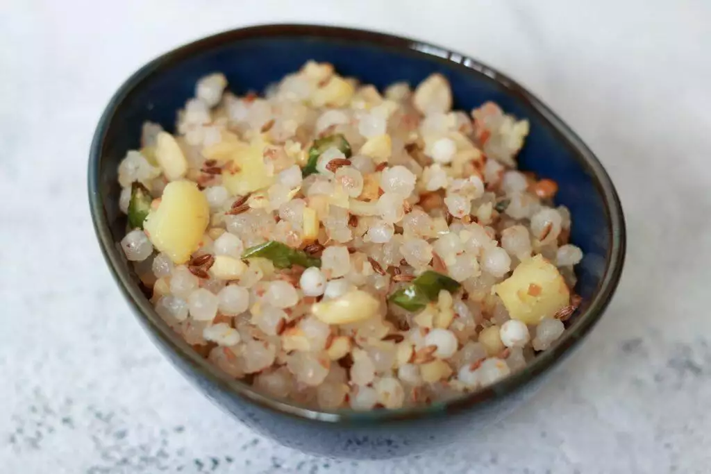 Sabudana Khichdi, Maharashtra's favourite fasting dish, made with Sago Pearls and roasted Peanuts.