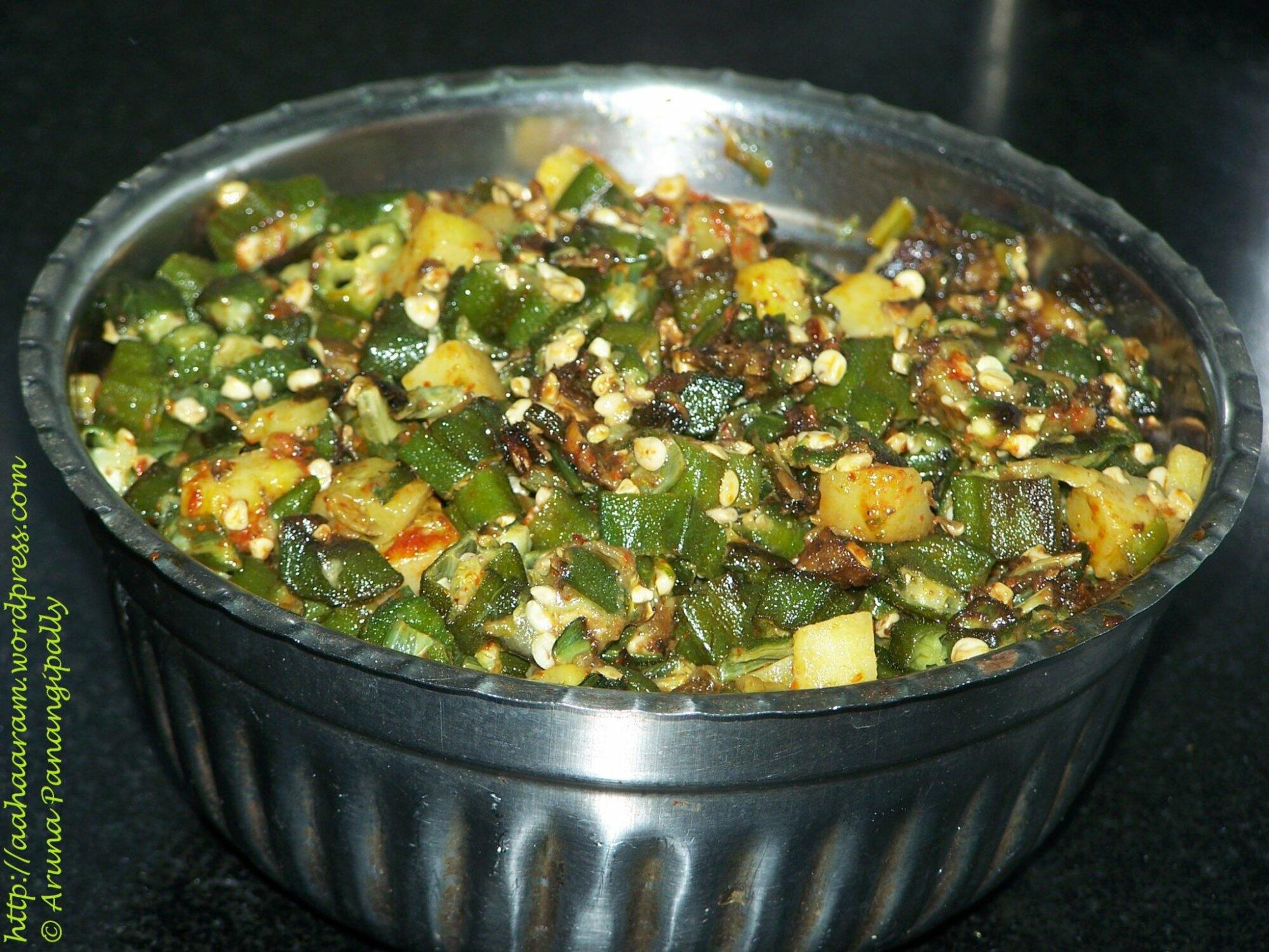 Bendakaya Bangala Dumpa Vepudu or Bhindi Alu Fry