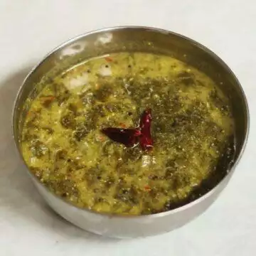 A Bowl of Ava Pettina Thotakura Pulusu | Amaranth Leaves Stew Flavoured with a Mustard Paste and Tamarind