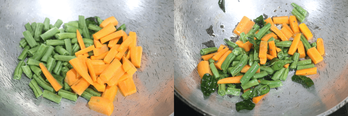 Stir-fried carrots and beans