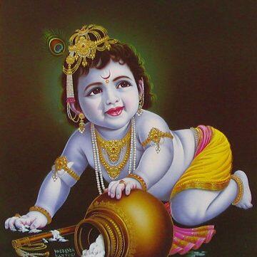 Baby Krishna as Navaneeta Chora (Butter Thief)