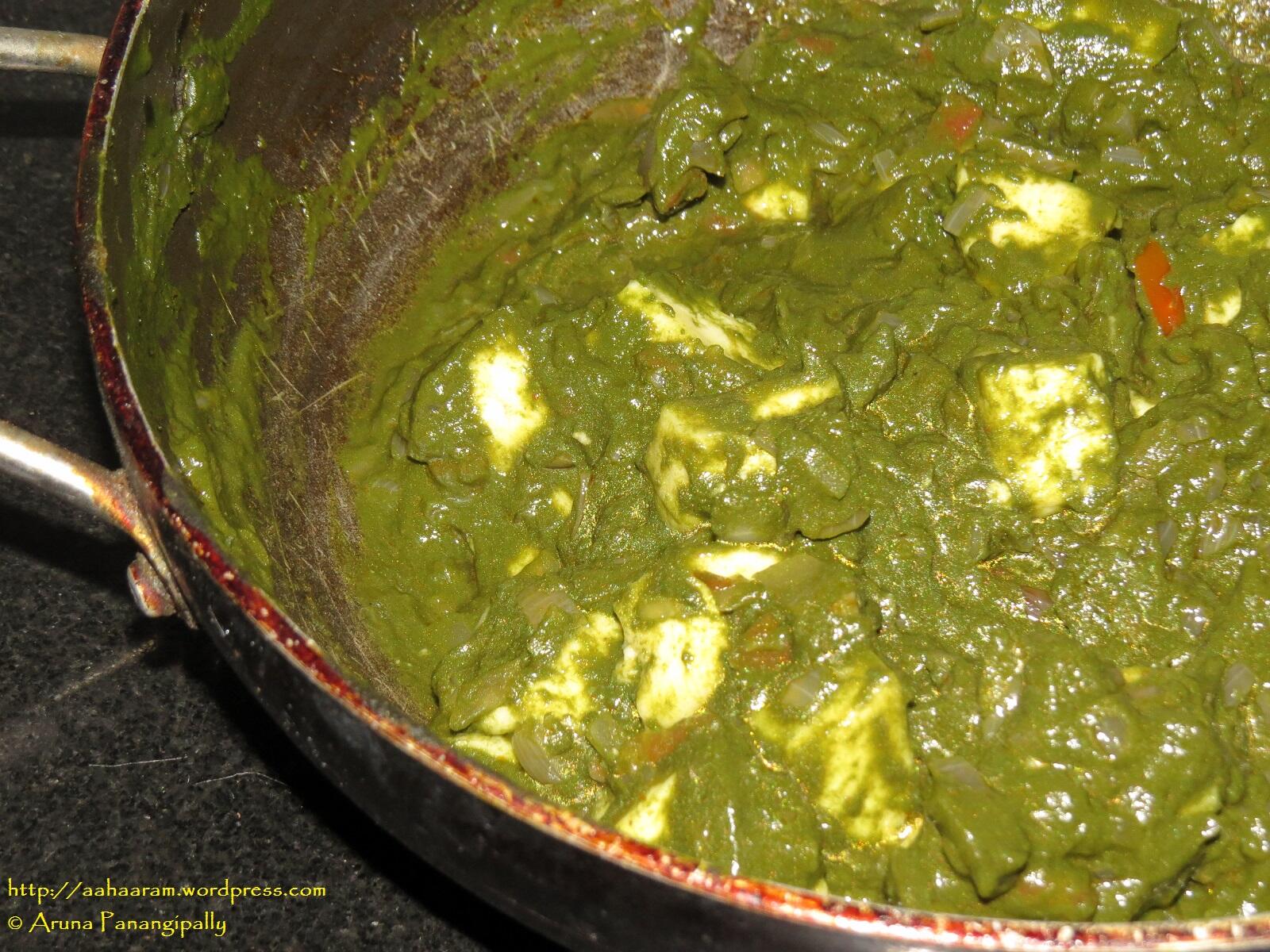 Palak Paneer or Cottage Cheese in Spinach Gravy