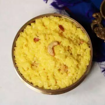 A bowl of Ksheerannam; the creamy, saffron-flavoured rice kheer from Andhra Pradesh