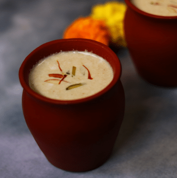 Thandai, a spiced milk from North India, that is served on Holi and Shivaratri