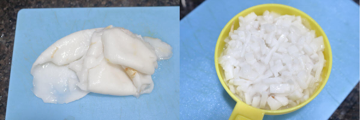 Coconut meat chopped to fine bits. 