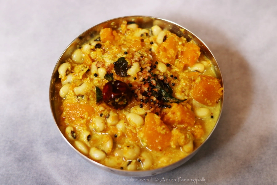 Mathanga Erissery (Pumpkin and Black-eyed Peas in a Coconut Gravy): A Gluten Free, No Onion, No Garlic Recipe