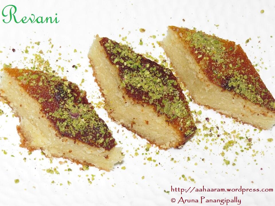 Revani - Turkish Semolina Cake Soaked in Sugar and Lemon Syrup. Also called Basbousa