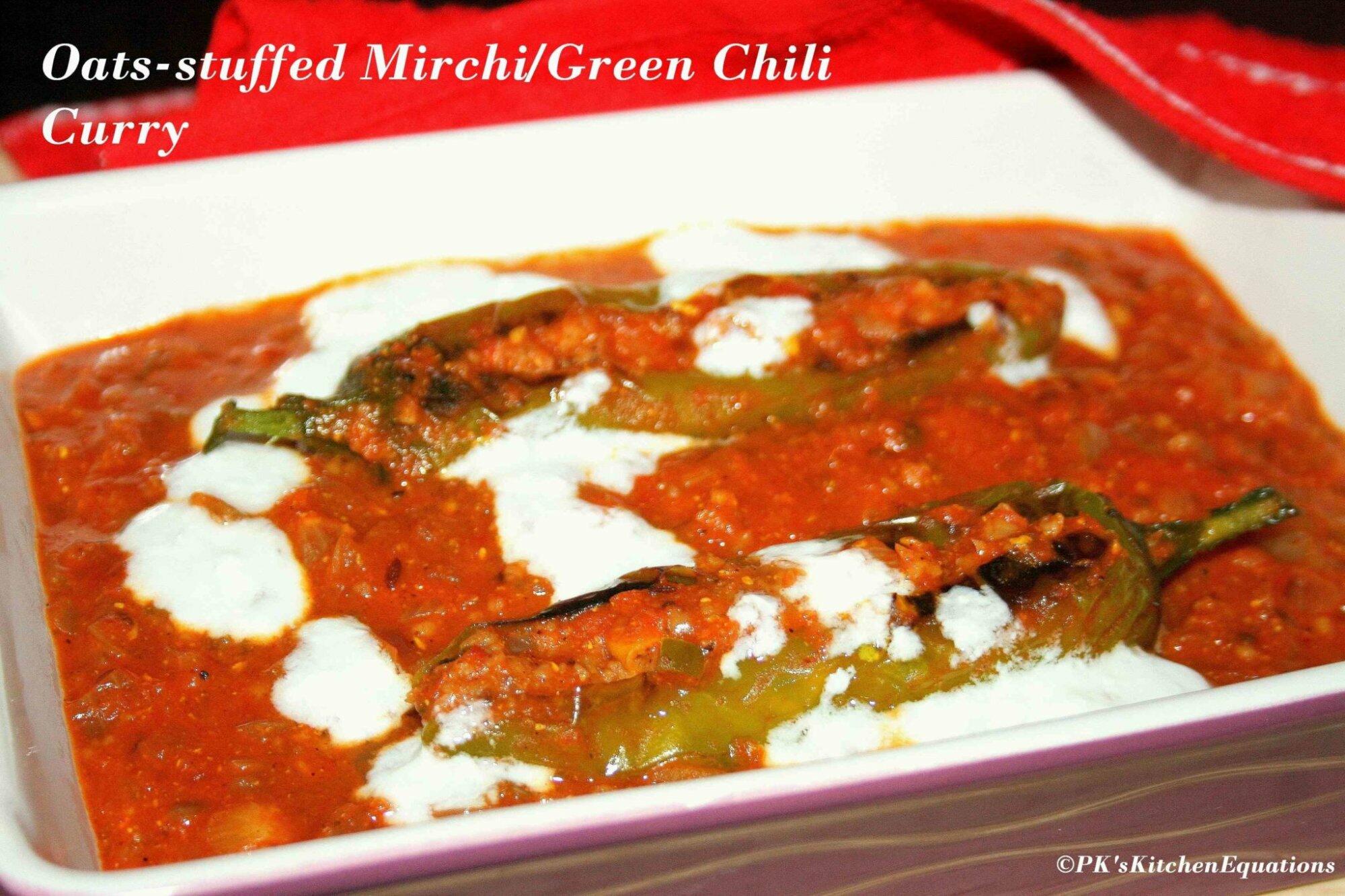 Oats-stuffed Mirchi/Green Chili Curry