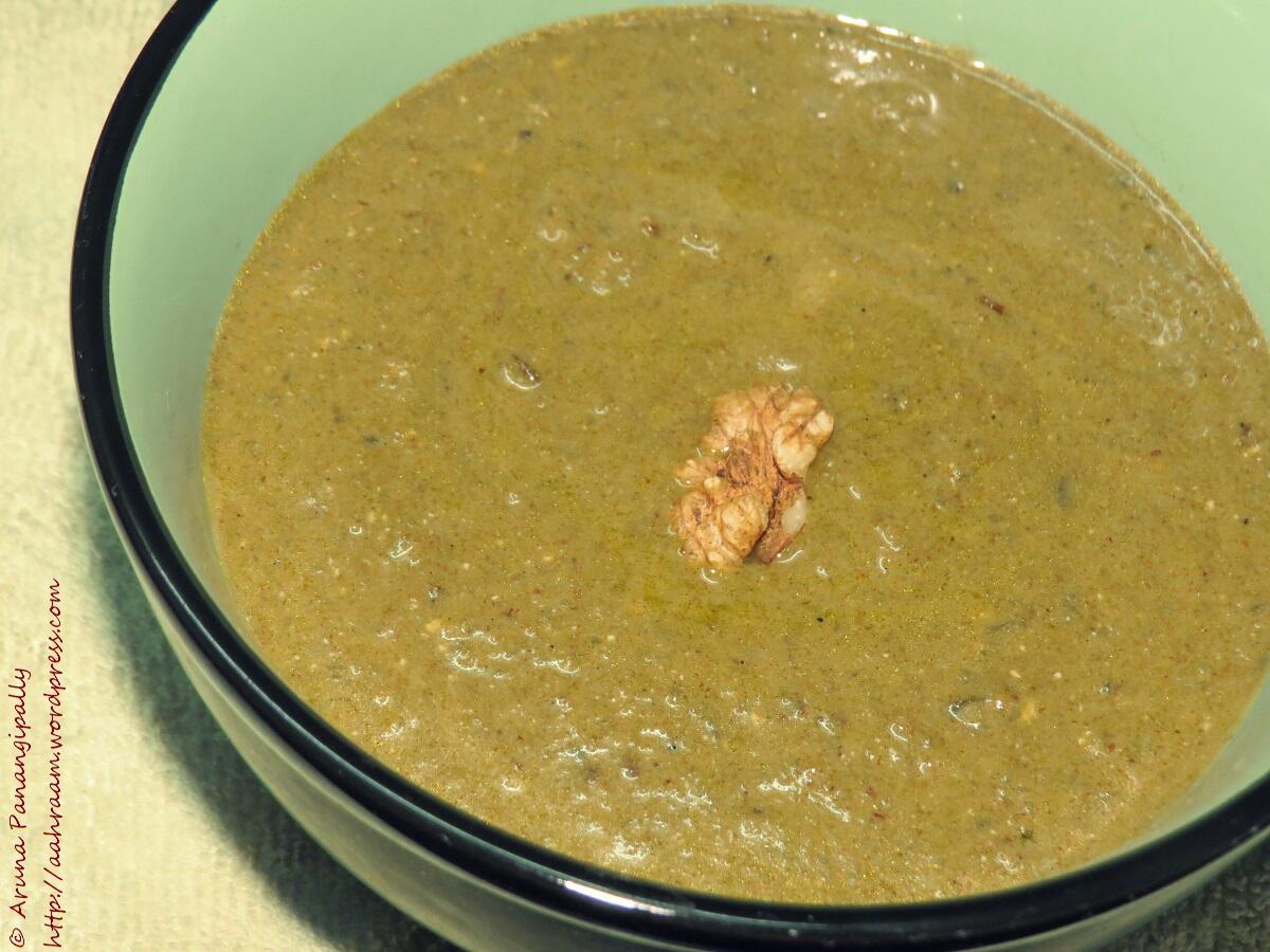 Raintha - Akhrot aur Palak Raita, Spinach, Walnut and Yogurt Dip is a recipe found in a Dham in the Kangra Valley