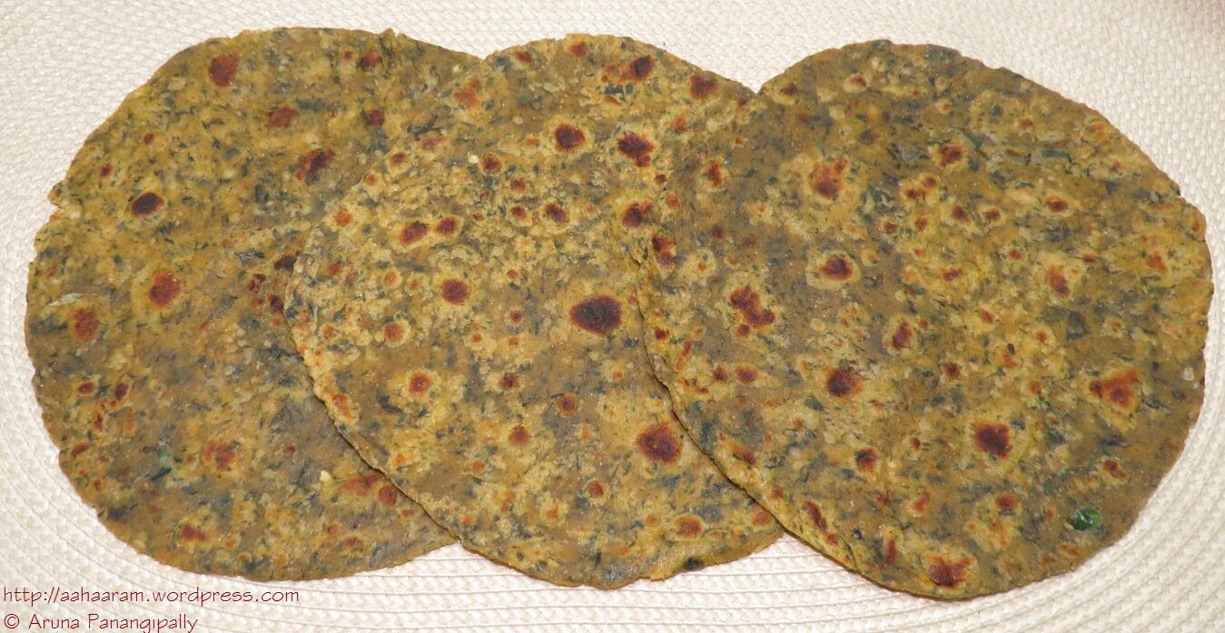 Spicy Palak Parathas or Spinach Rotis