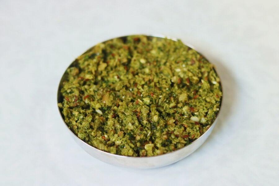 A bowl of Mirchi Kharda, the fiery Maharashtrian Green Chilli Chutney