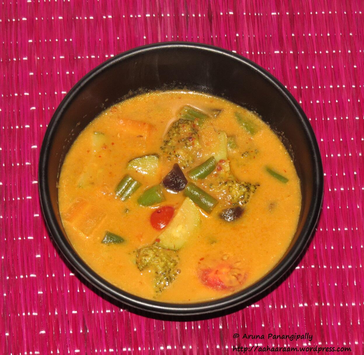Kalio Tempe - Vegetables in Galangal and Coconut Milk Gravy. This Balinese specialty from Indonesia