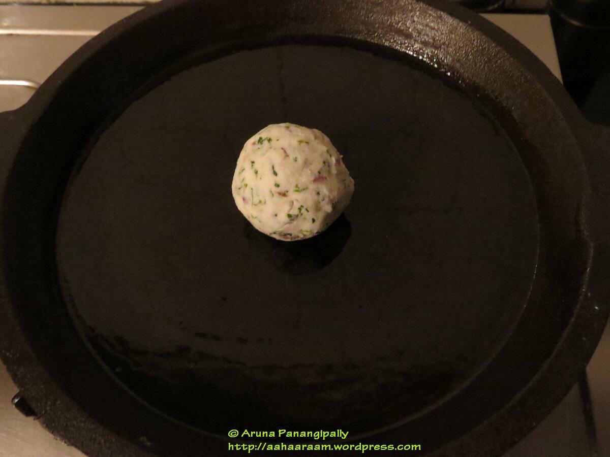 Akki Rotti - Place the Dough Ball on a Cold Pan