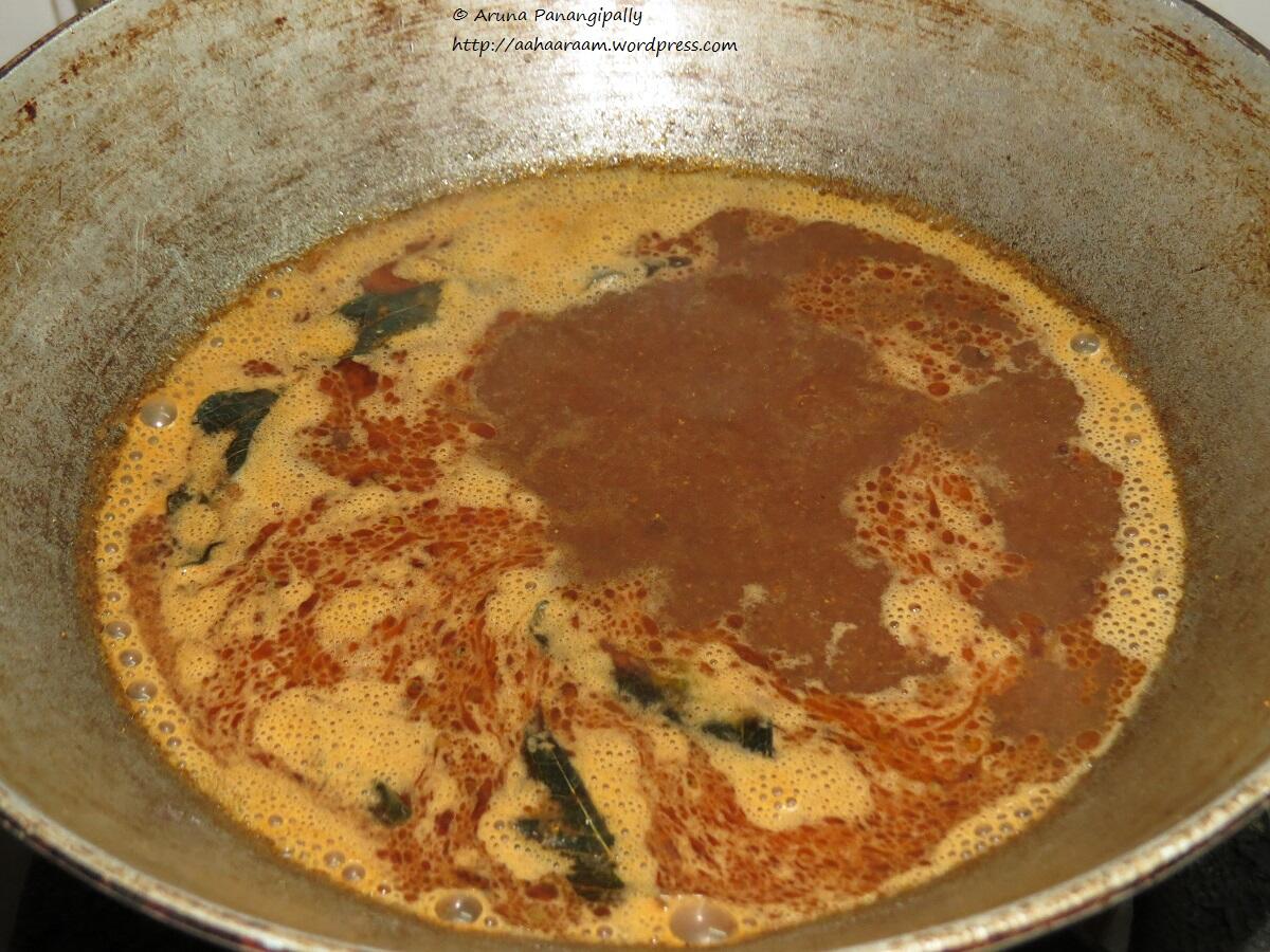 Paruppu Urundai Kuzhambu - Add Water and Boil
