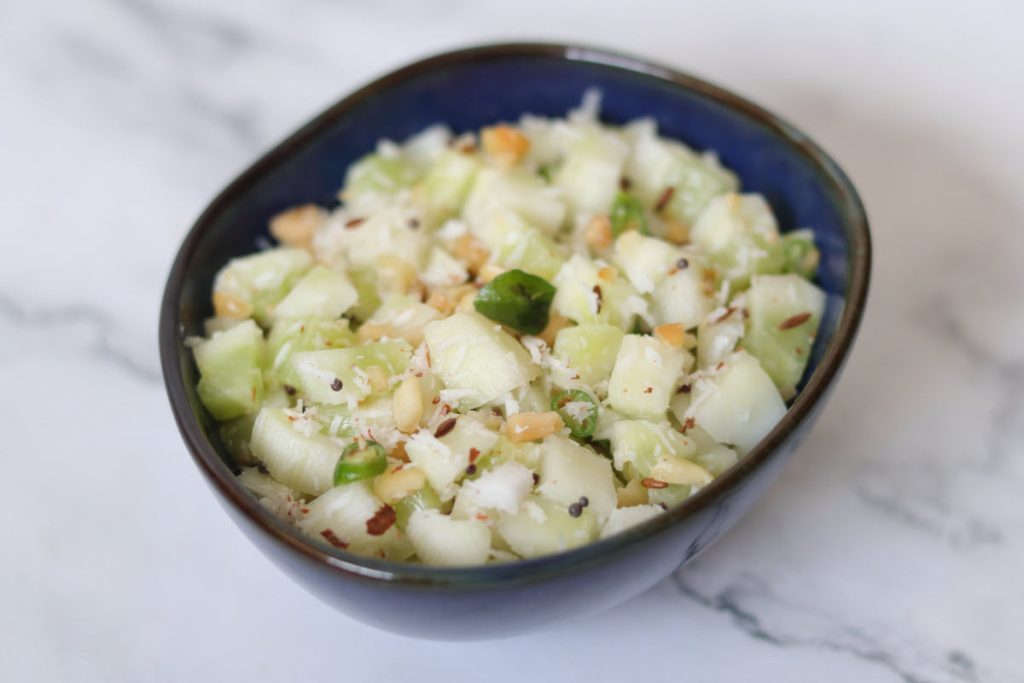 Khamang Kakdi: The crunchy, nutty cucumber salad with peanuts and coconut.