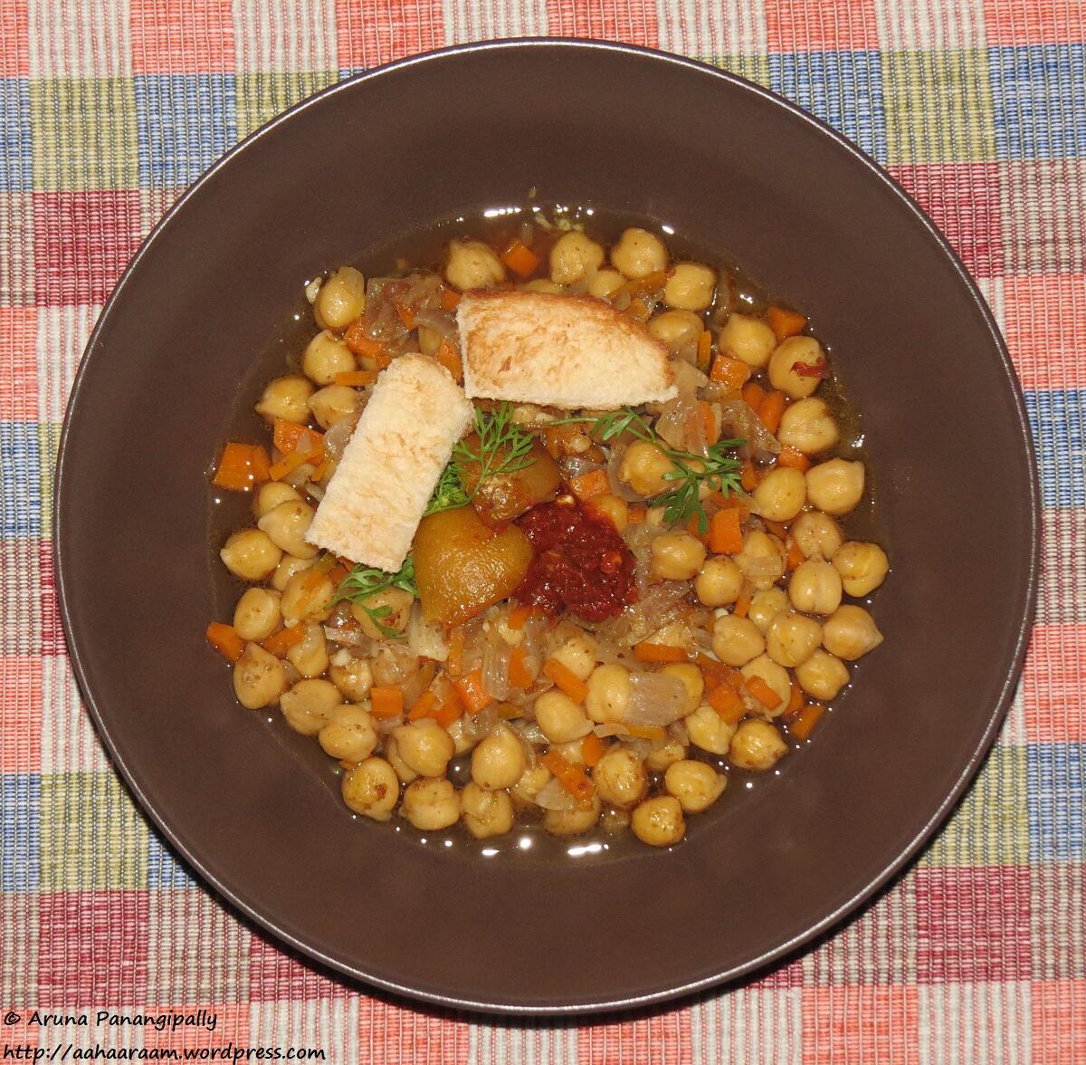Lablabi or Leblebi - Chickpea Soup from Tunisia. A recipe for the Ramzan Sehri or Iftar.