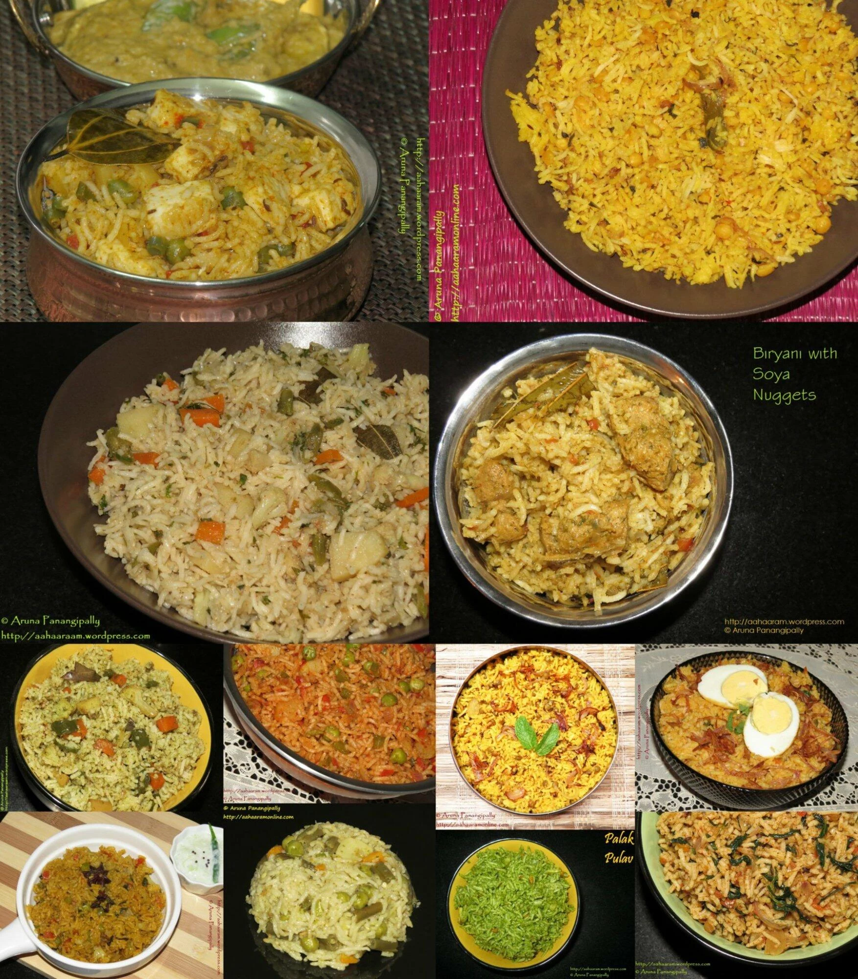 A collection of recipes for vegetarian biryanis and pualos for Ramzan aka Ramadan