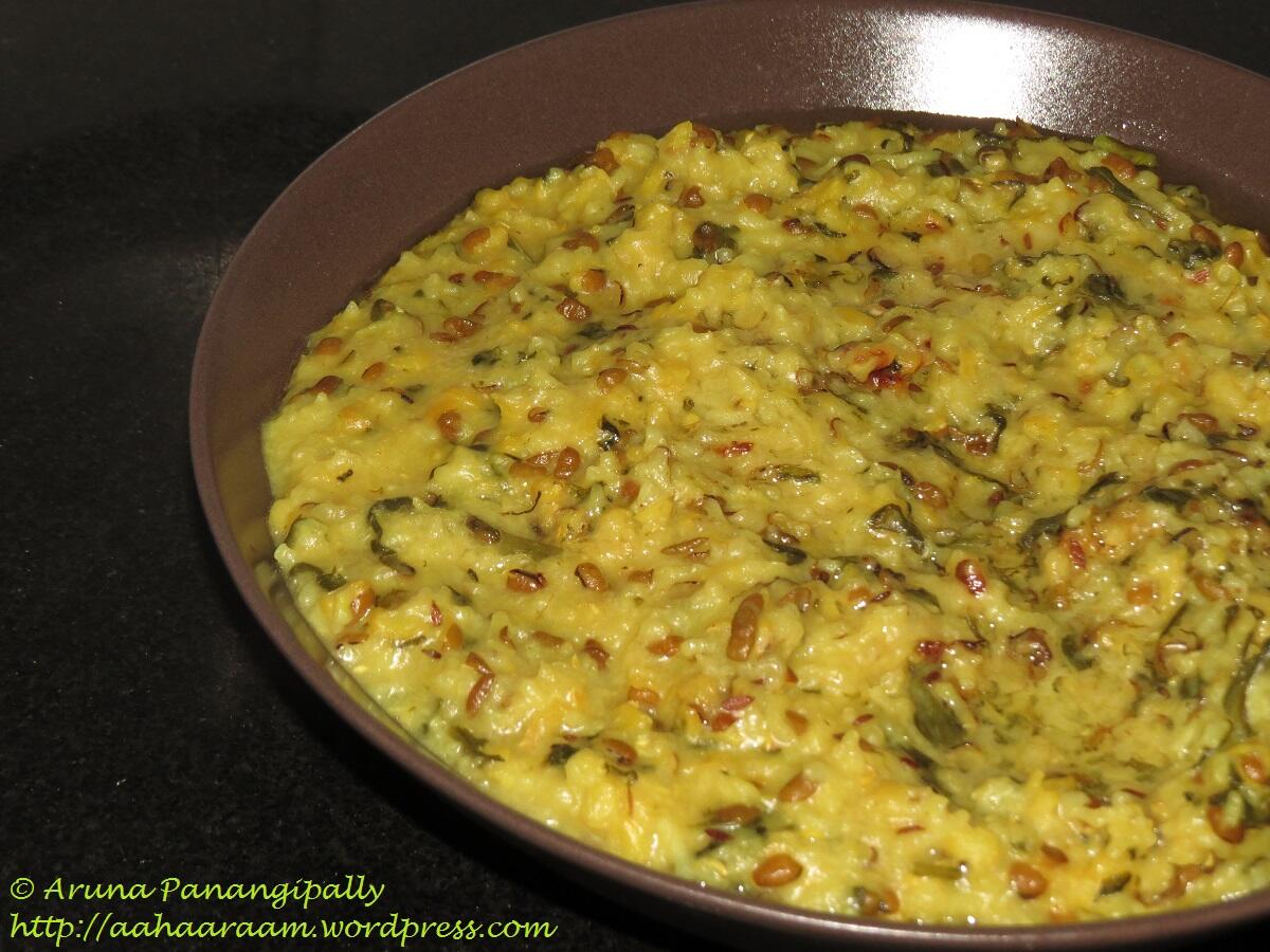 Moong Dal Palak Khichdi Cooked in Buttermilk