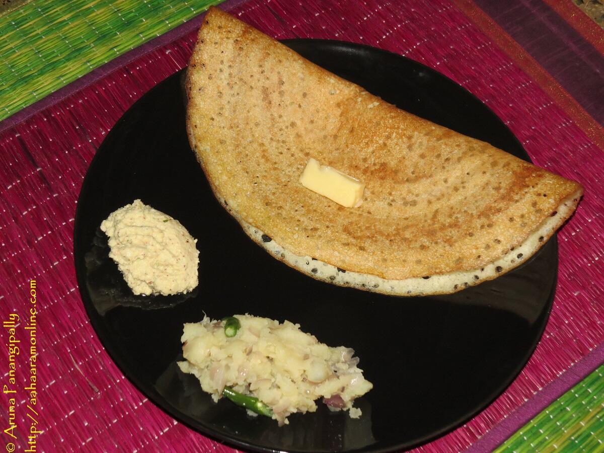 Davangere Benne Dosa with Potato Palya and Coconut Chutney