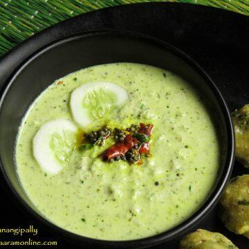 Southekayi Hasi Majjige is a wonderful side of cucumber in spicy yogurt.