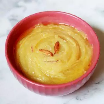 Badam Halwa or Almond Halwa, a delectable sweet/dessert for Diwali and South Indian Weddings