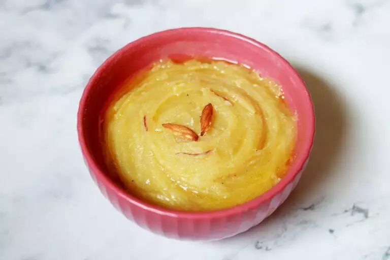 Badam Halwa or Almond Halwa, a delectable sweet/dessert for Diwali and South Indian Weddings