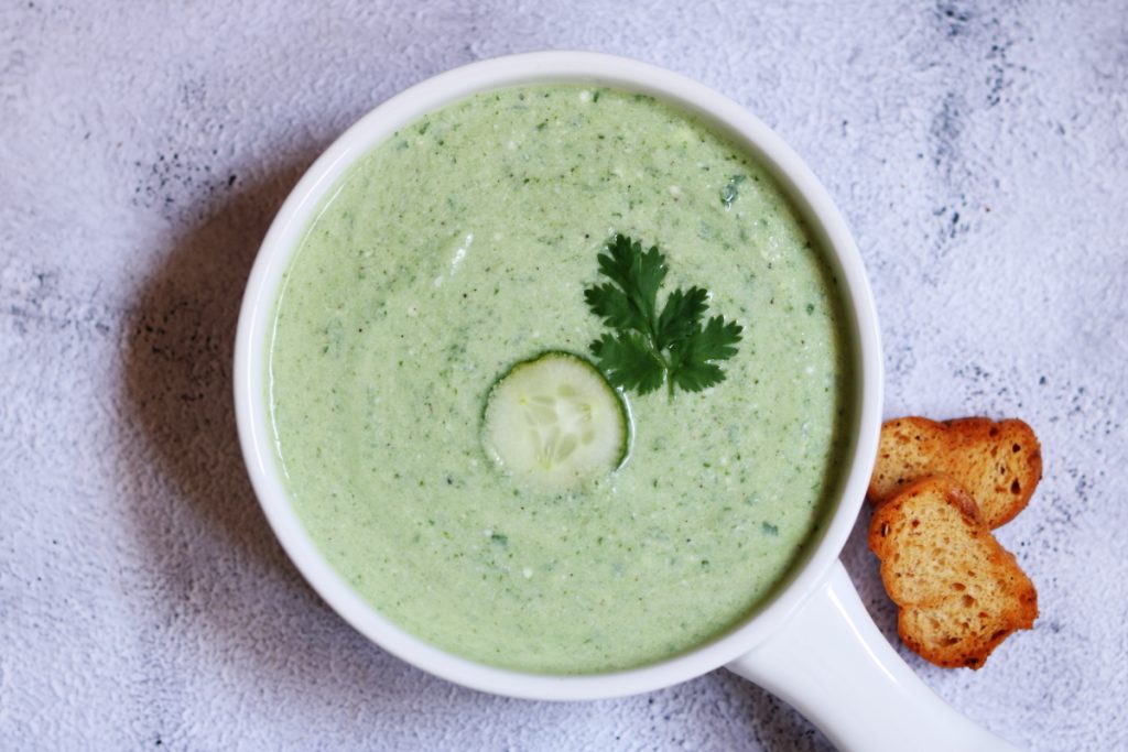 Delicious Cold Cucumber Soup needs no cooking and is just the meal for when temperatures soar!