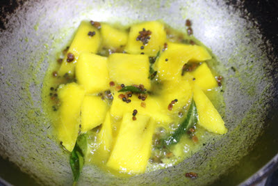 Cooked mango pieces.