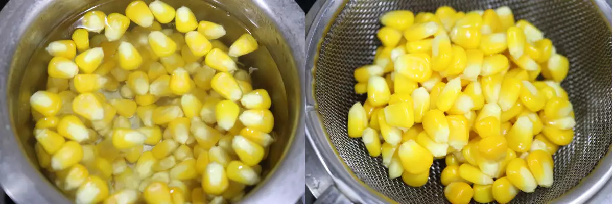 Boiled and drained sweet corn kernels.