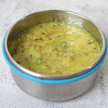 Bajra Khichdi from Rajasthan, known as Bajrichi Khichdi in Maharashtra, made with moong dal and bajra.