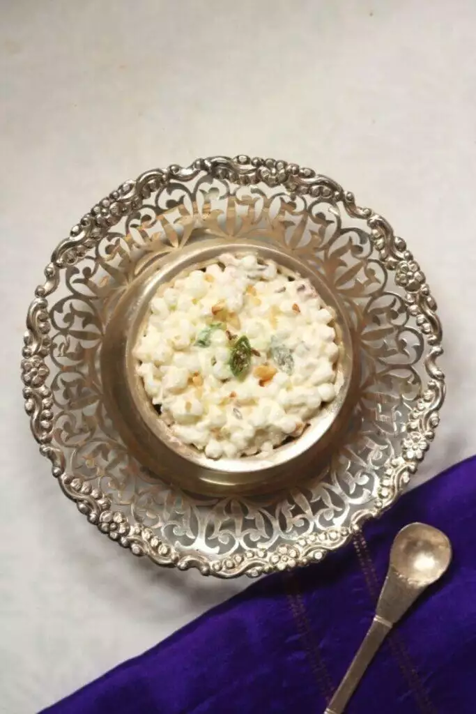 A bowl of Dahi Sabudana, sago in yogurt, is a fast recipe