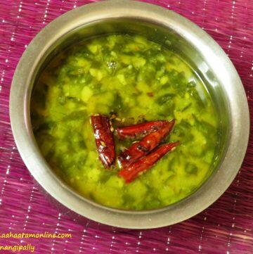 Dal made with Mayalu or Malabar Spinach