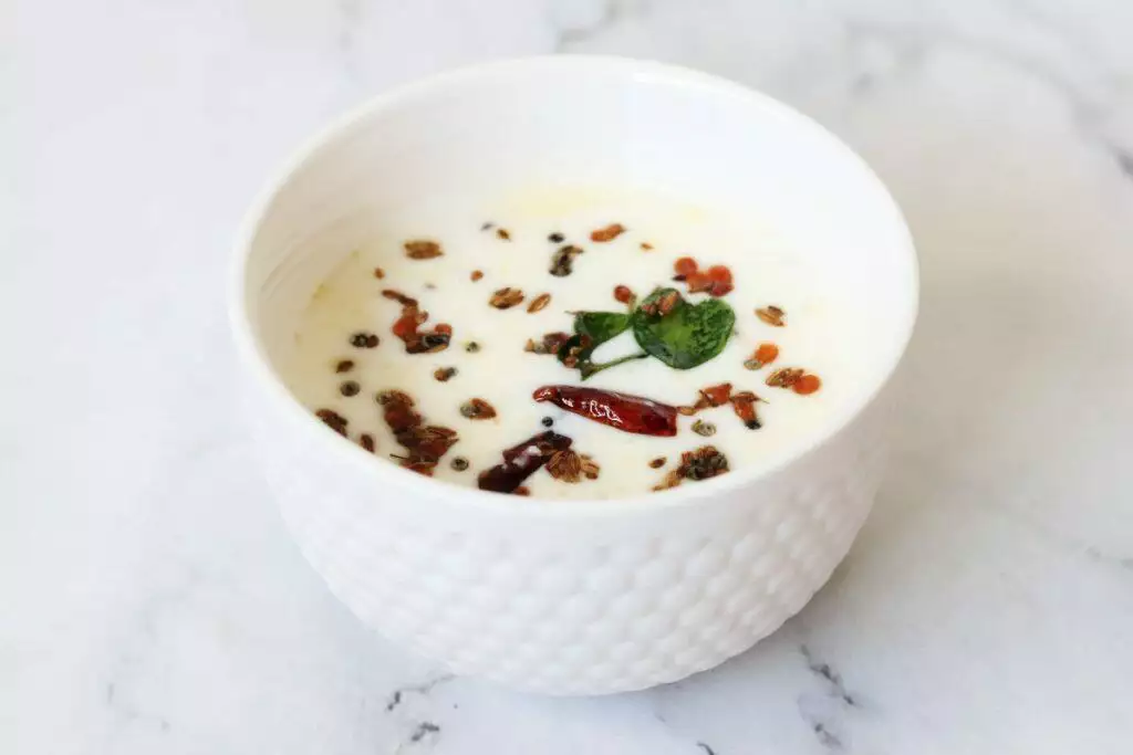 Menthi Majjiga, Andhra Buttermilk with Fenugreek Seed Tadka. 