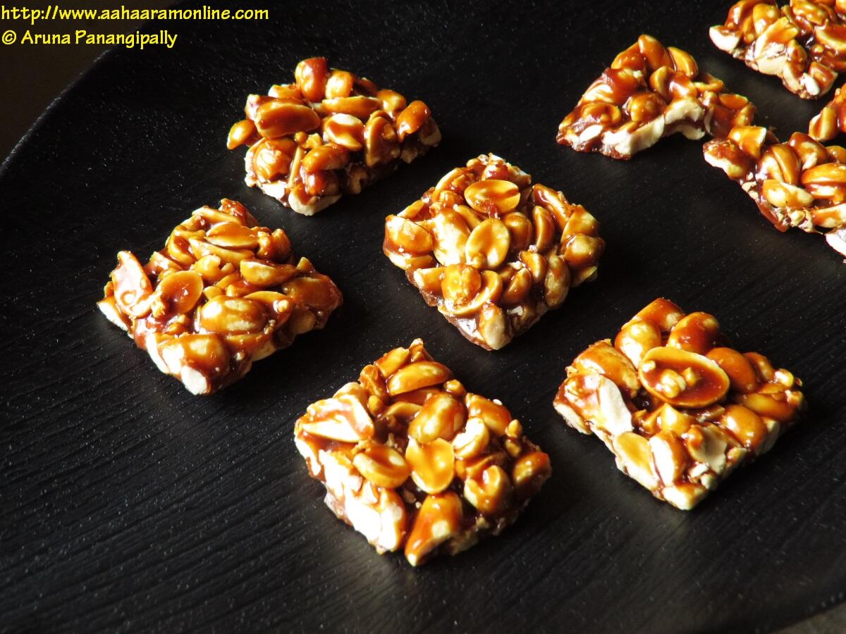 Indian Peanut Brittle made with jaggery and peanuts