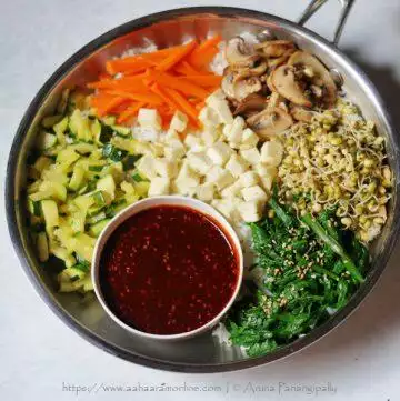 Vegetarian Bibimbap: Korean Rice with Vegetables Flavoured with Gochujang