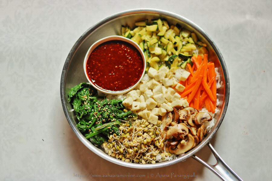 Vegetarian Bibimbap: Korean Rice with Vegetables and Gochujang-based Sauce