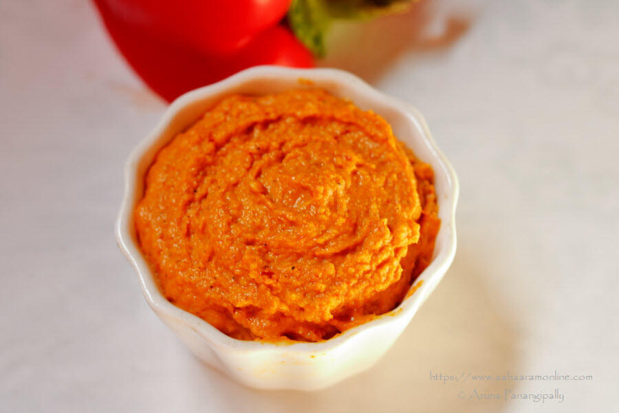 Roasted Red Bell Pepper Chutney made with peanuts