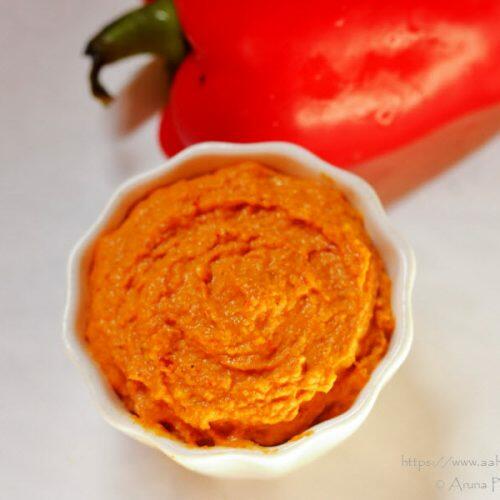 Roasted Red Capsicum Chutney | Red Bell Pepper Pachadi