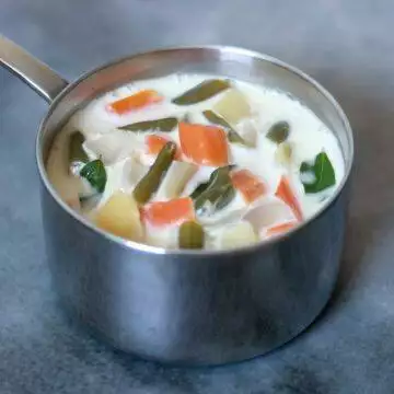 Kerala Style Vegetable Stew, a flavourful medley of vegetables cooked in coconut milk.