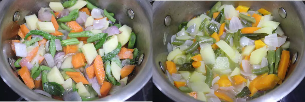 The vegetables cooked in water.