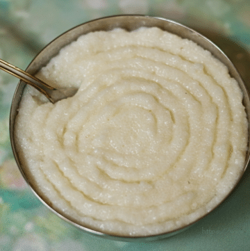 A low-potassium porridge made by cooking rava (or semolina) in milk and sugar