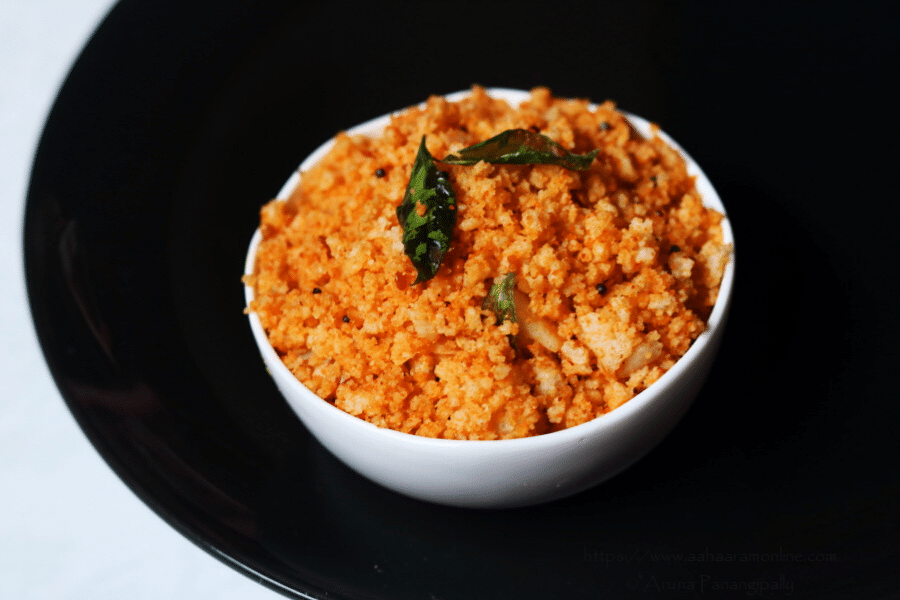 Idli Upma Spiced with Molaga Podi (Kharam Podi | Idli Chutney Powder)