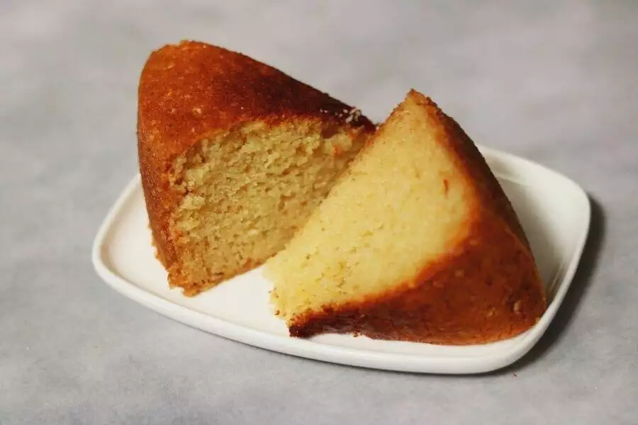 Two slices of the Gulab Jamun Mix Cake