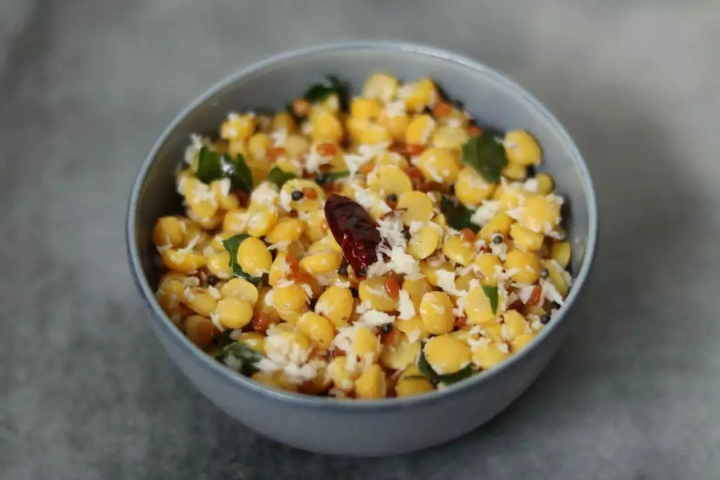 The delicious and protein-rich Kadalai Paruppu Sundal or Chana Dal Sundal