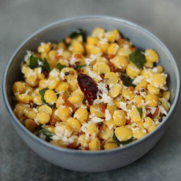 The delicious and protein-rich Kadalai Paruppu Sundal or Chana Dal Sundal