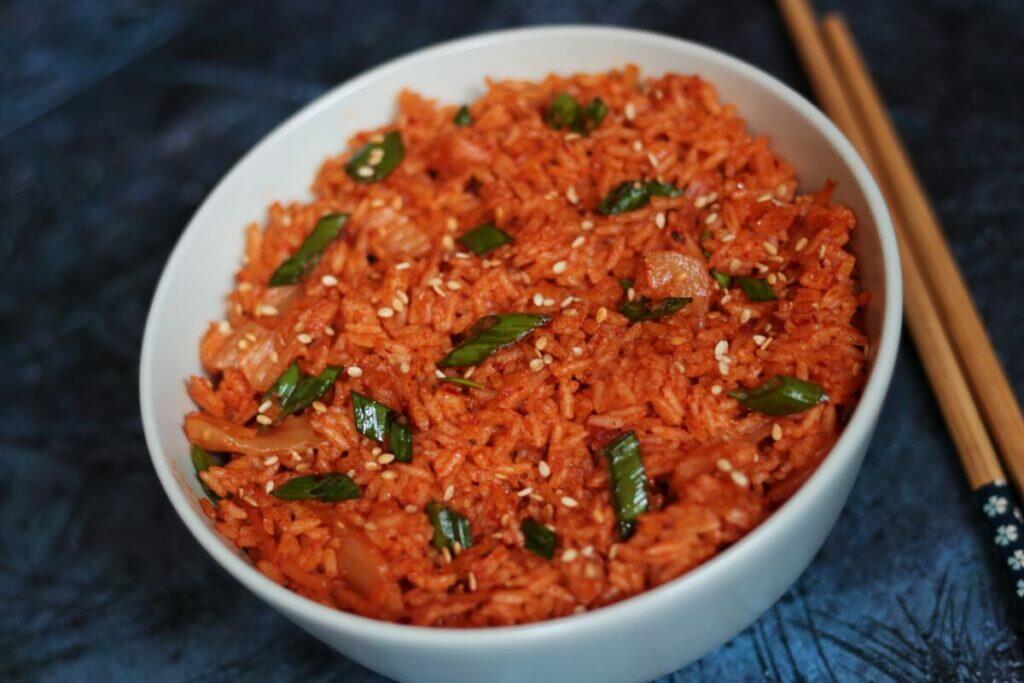 A bowl of Kimchi Fried Rice or Kimchi Bokkeumbap