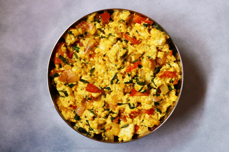 Methi Paneer Bhurji is scrambled Indian cottage cheese with fenugreek. It is a Low Potassium, High Protein recipe suitable for Renal Diet.