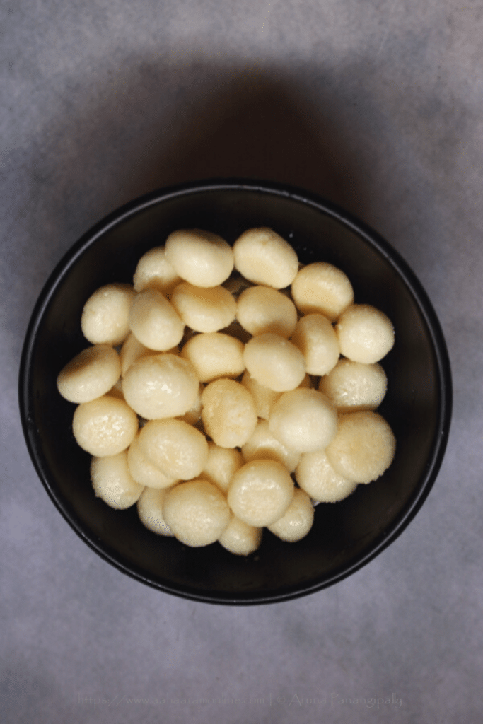 Chenna Murki is small ball of cottage cheese boiled in a thick sugar syrup